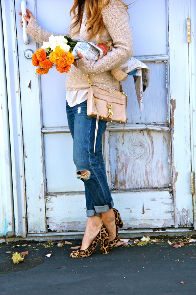 leopard pumps, boyfriend jeans 