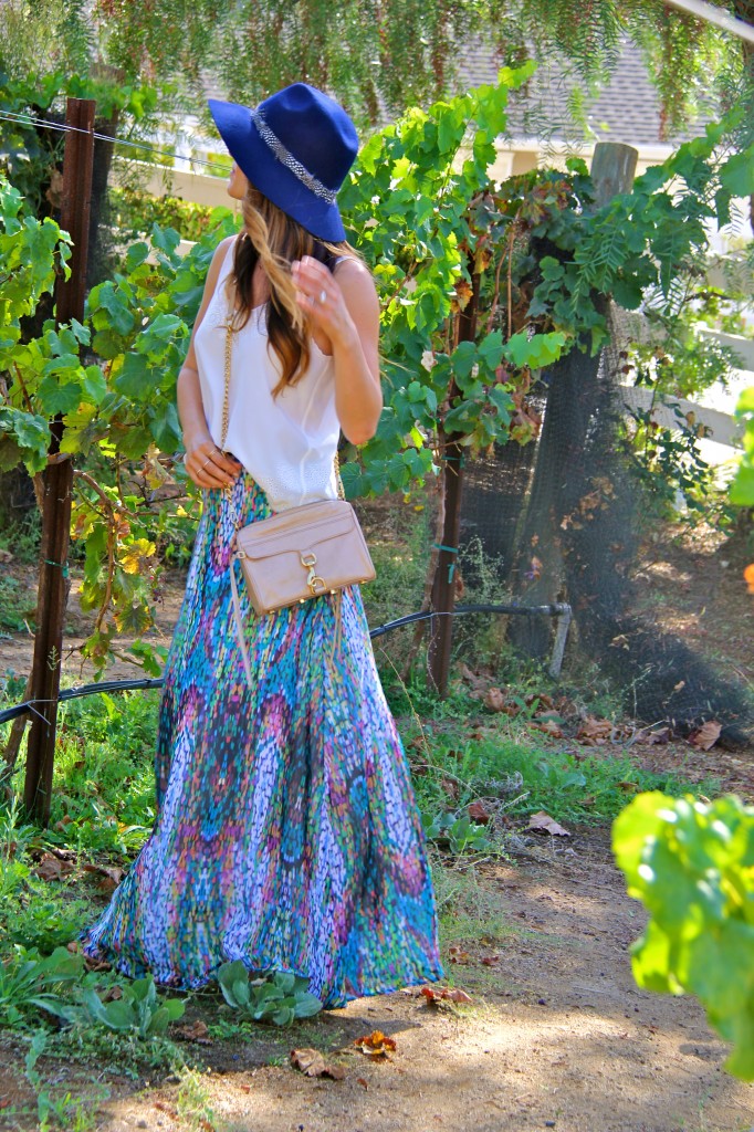 shabbyapple maxi skirt, navy fedora 