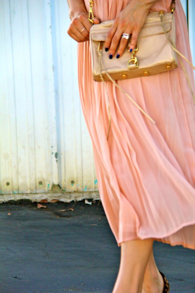 blush pleated skirt