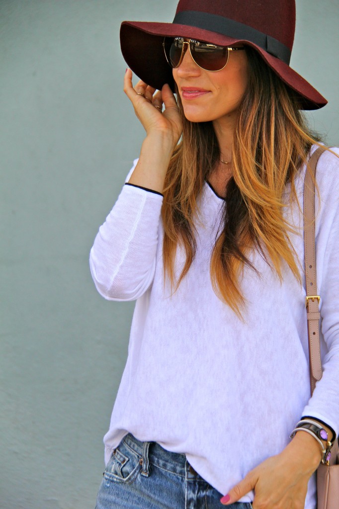 aviators, oxblood fedora