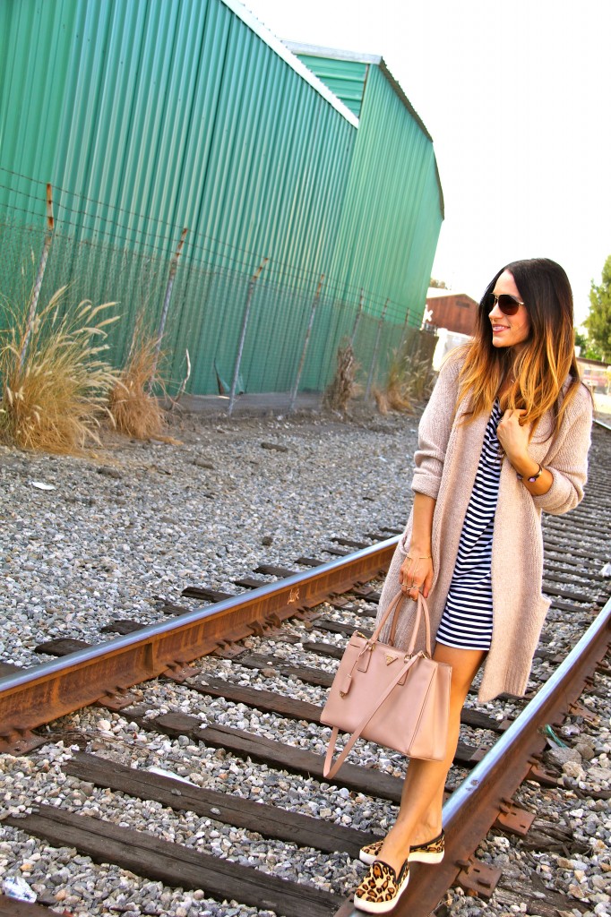 stripe dress leopard sneakers 