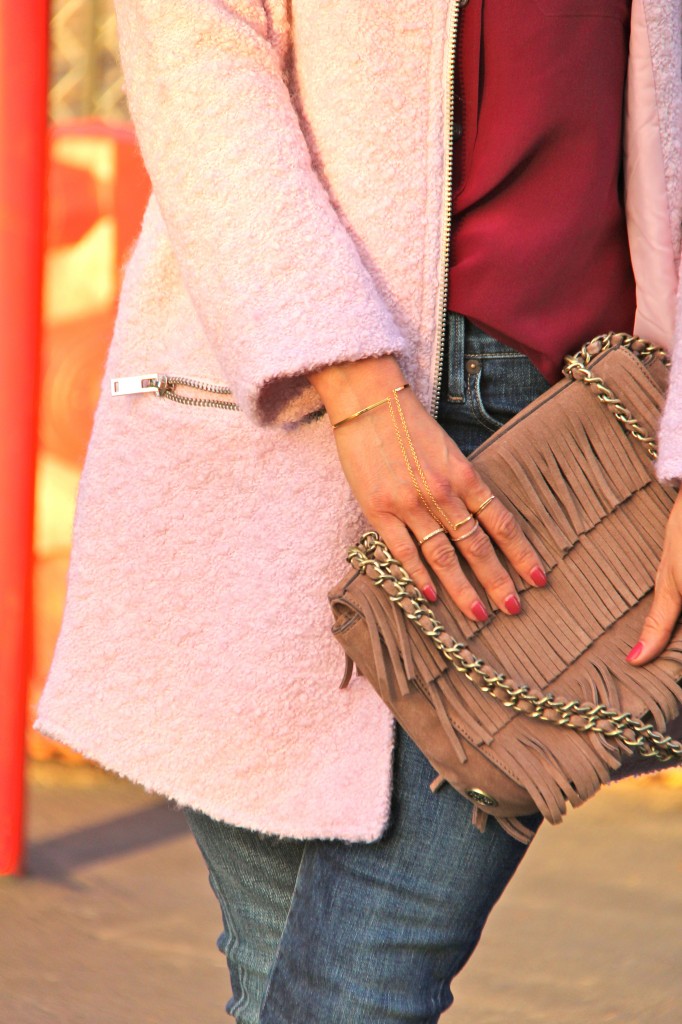 fringe purse, ring to wrist bracelet