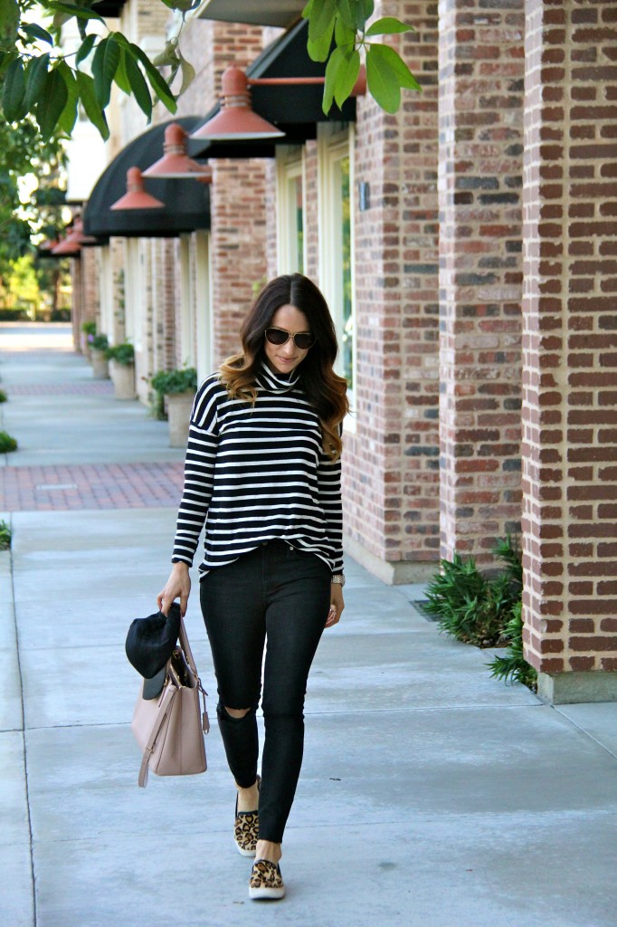 leopard sneakers, distressed denim 