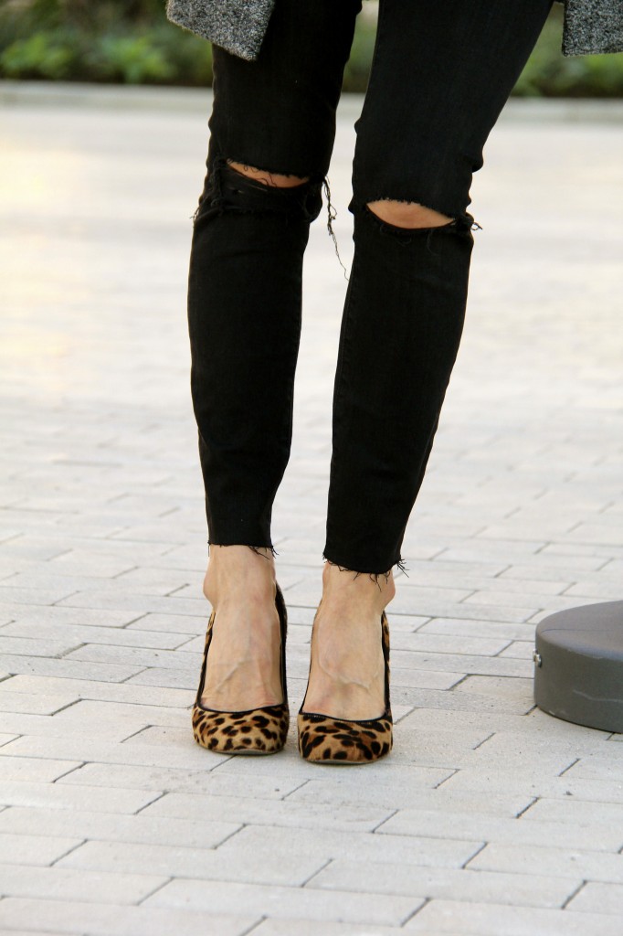 leopard pumps, distressed denim 