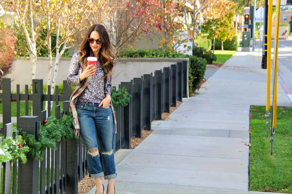 sequin top, holiday outfit