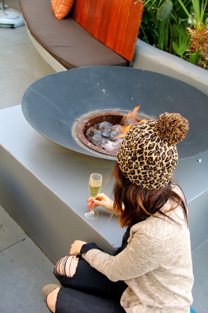 leopard beanie, distressed denim 