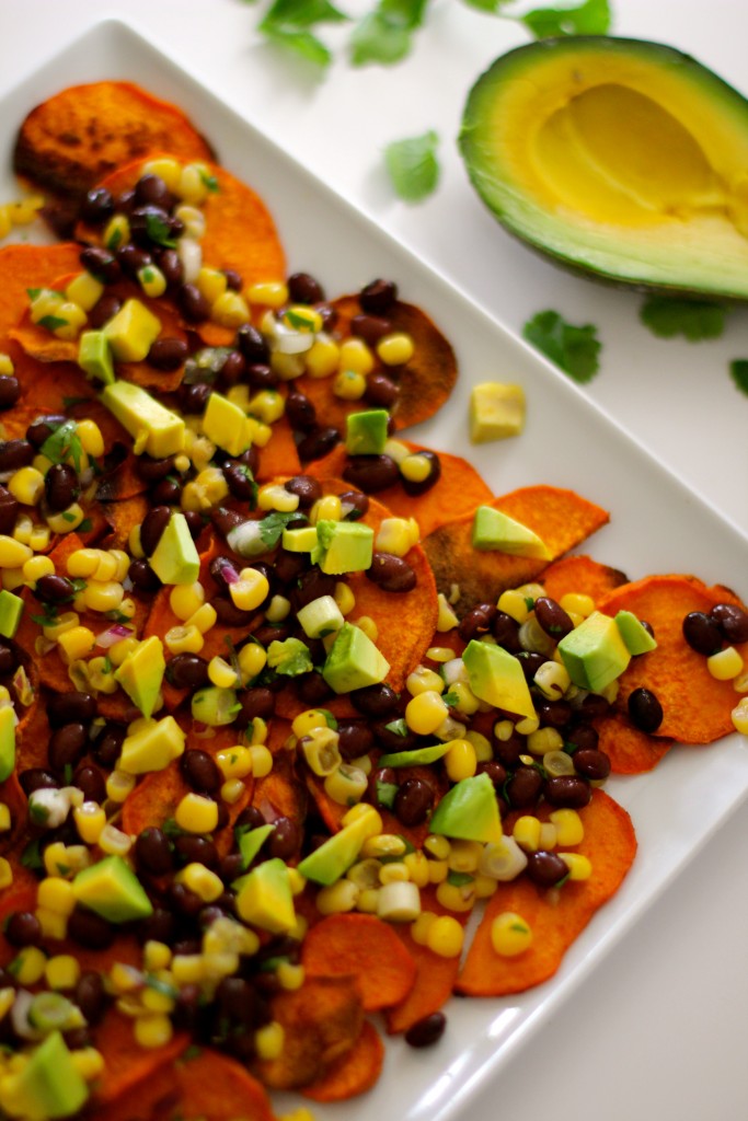 sweet potato nachos, vegan, vegetarian 