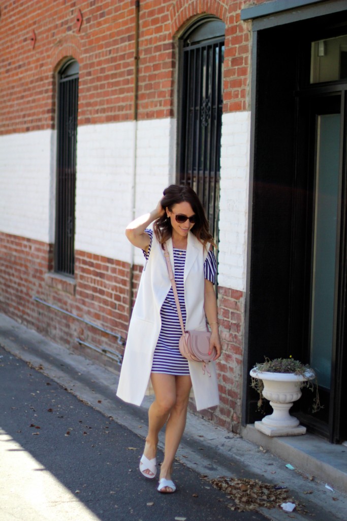 white long vest, white sandals, spring fashion, itsy bitsy indulgences 