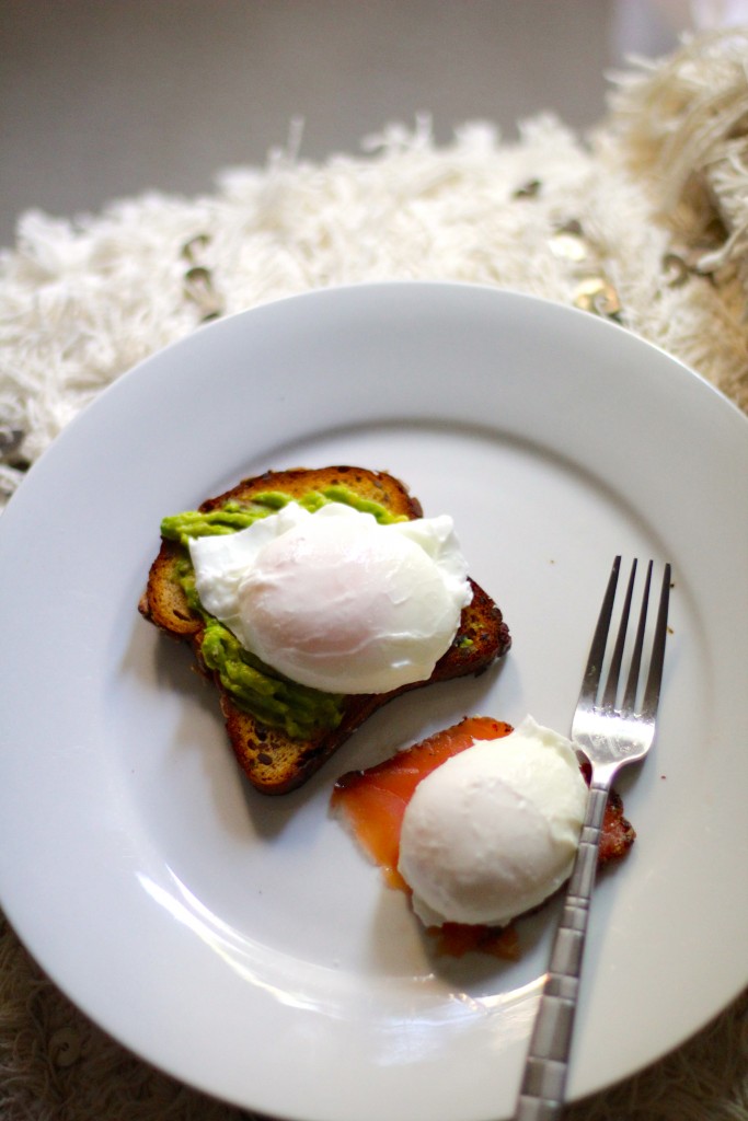 poached eggs on avocado toast