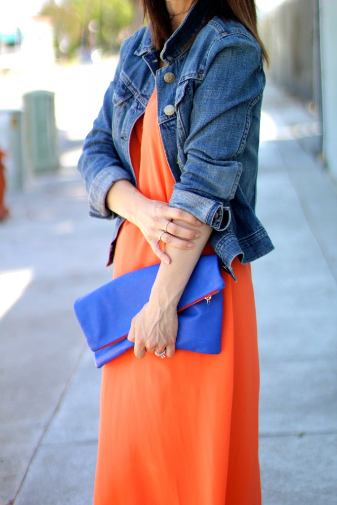 blue clare v. fold over clutch 