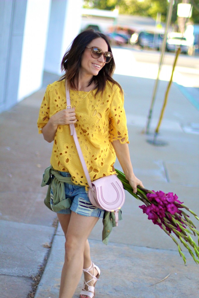 yellow crochet top, itsy bitsy indulgences 