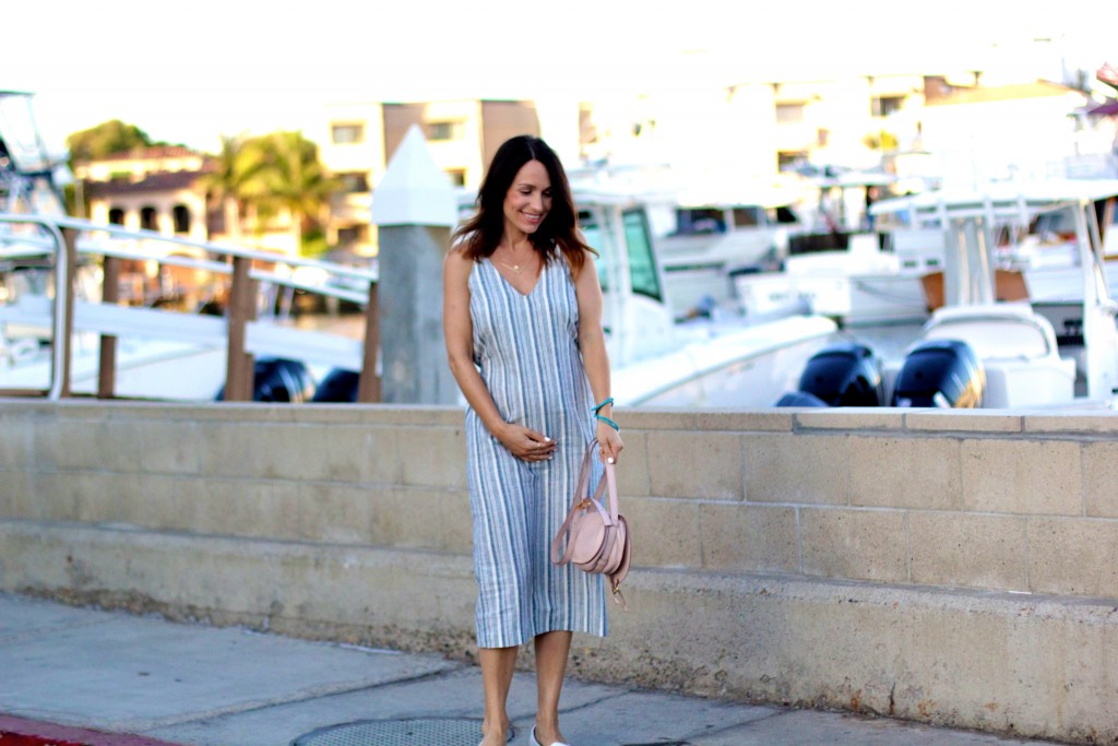 stripped midi dress, itsy bitsy indulgences 