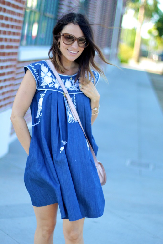 embroidered chambray dress, itsy bitsy indulgences 