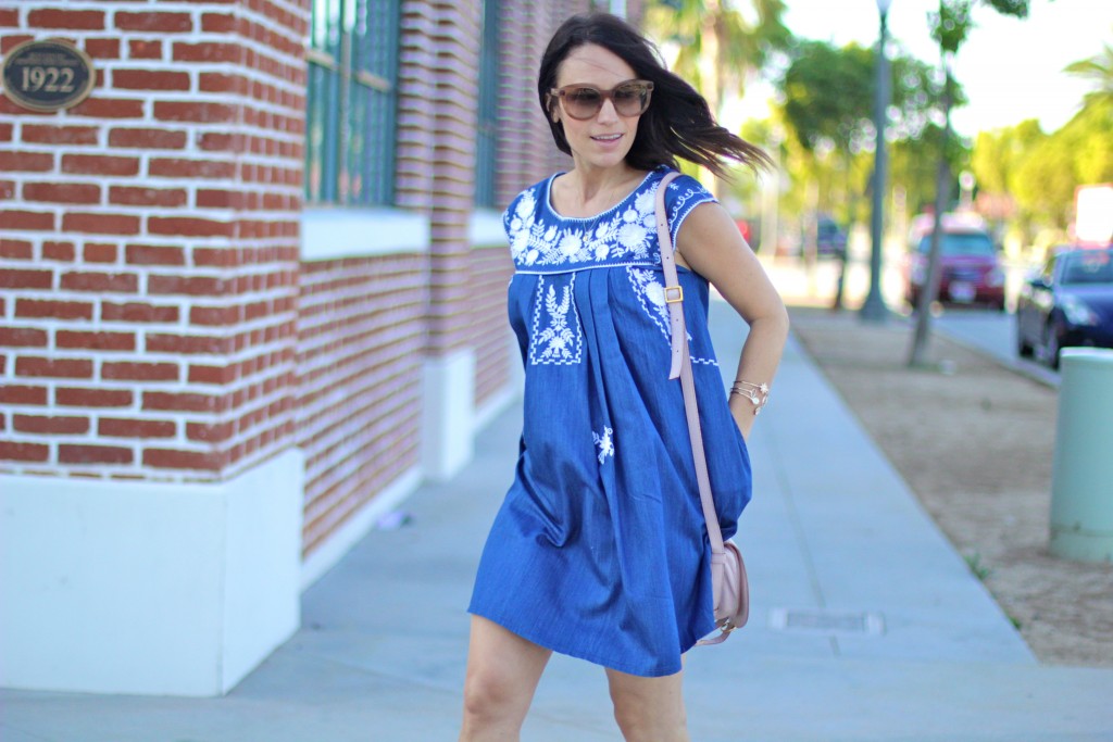 embroidered chambray dress, itsy bitsy indulgences 