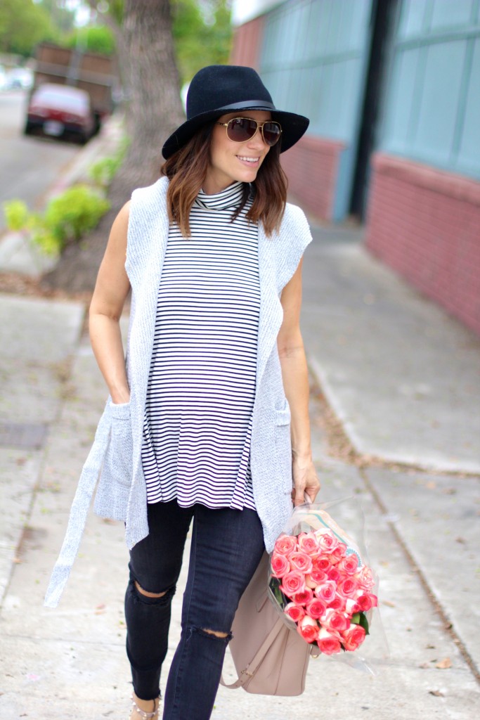 baby bump style, stripe top ,itsy bitsy indulgences 