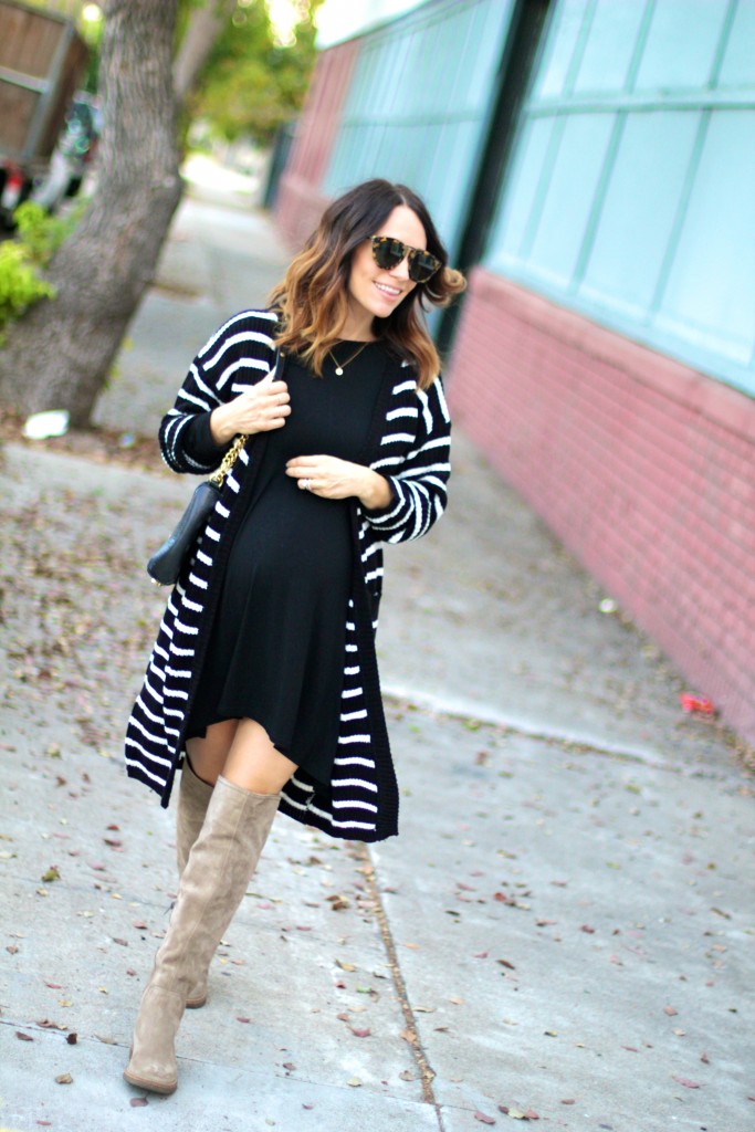 black and white cardigan, baby bump style, itsy bitsy indulgences 