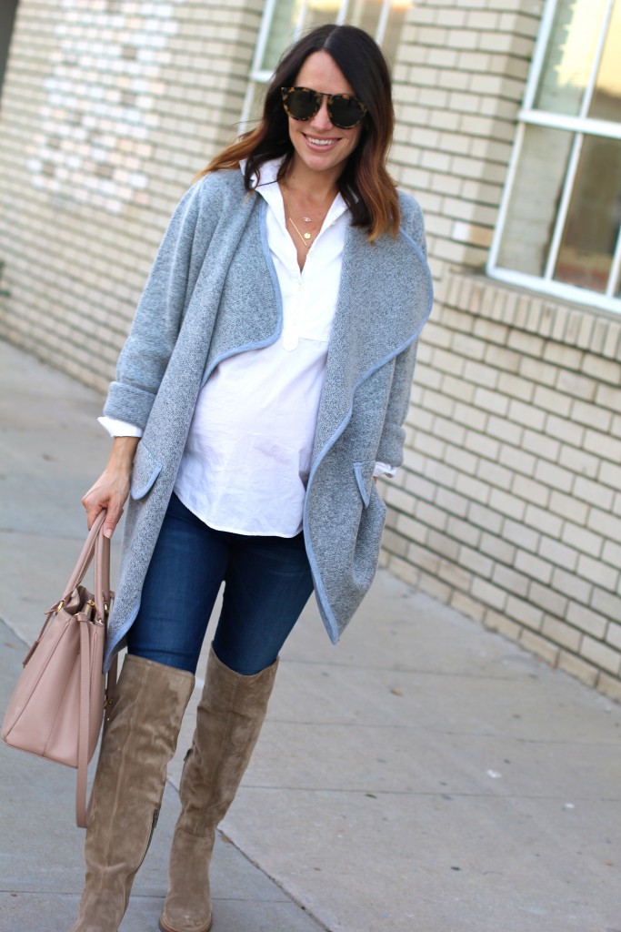 grey fall coat, itsy bitsy indulgences 