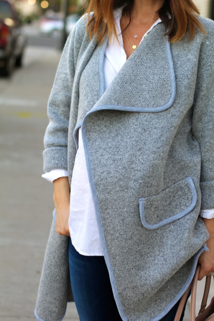 grey and blue coat, itsy bitsy indulgences 