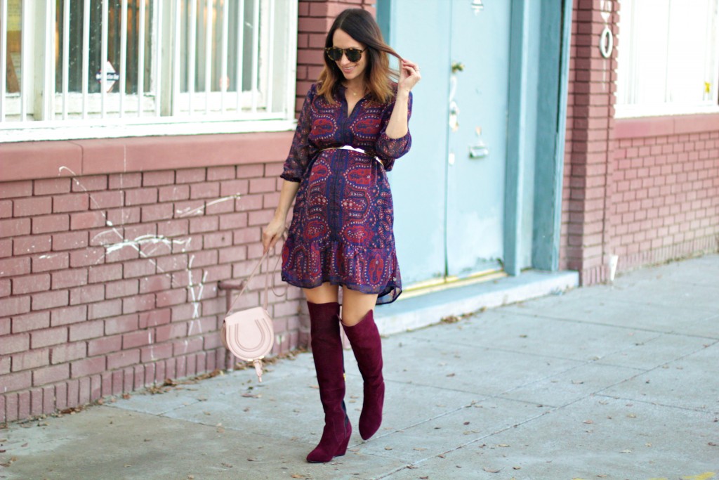 fall dress with over the knee boots, itsy bitsy indulgences 