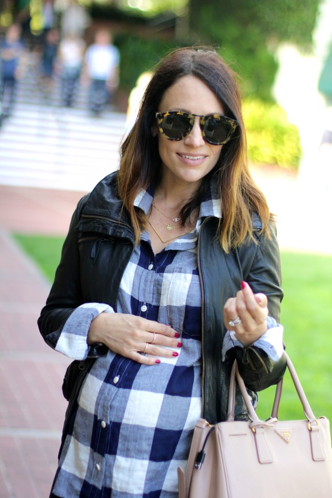 plaid and leather baby bump style, itsy bitsy indulgences 