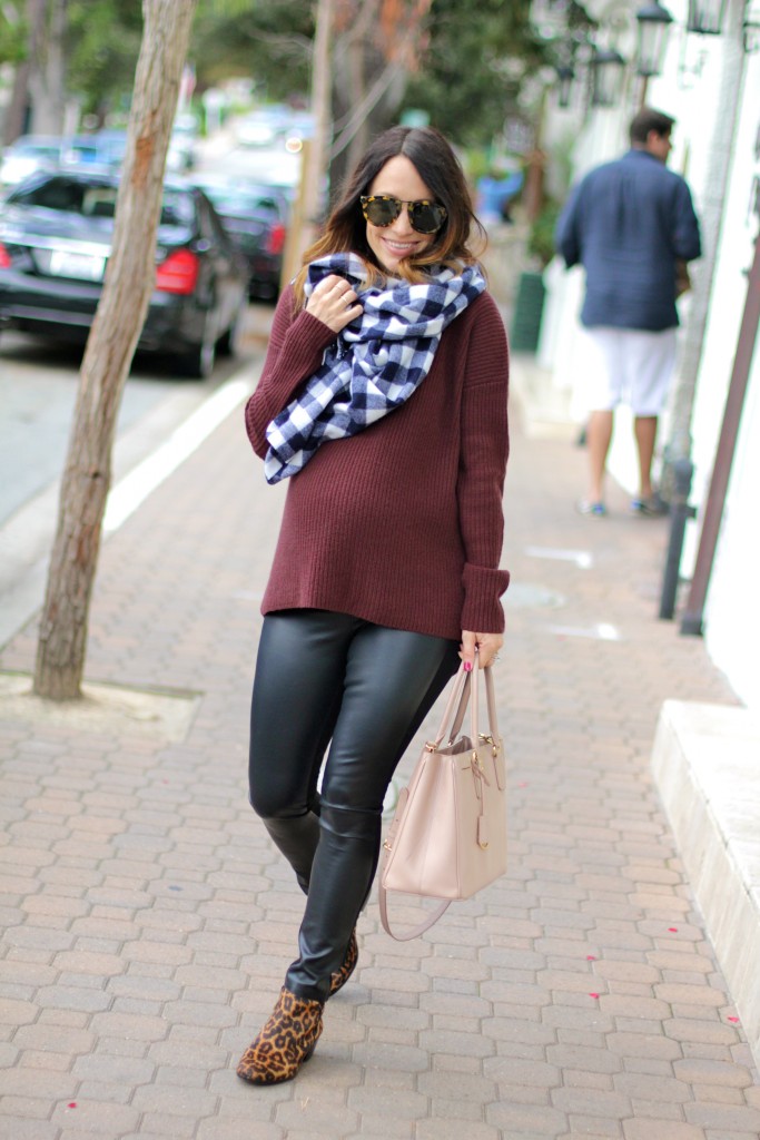 leather pants with boyfriend sweater, itsy bitsy indulgences 