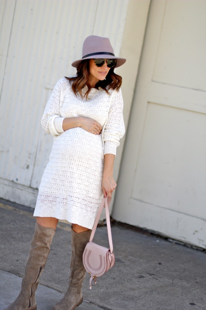 baby bump style, sweater dress, itsy bitsy indulgences 