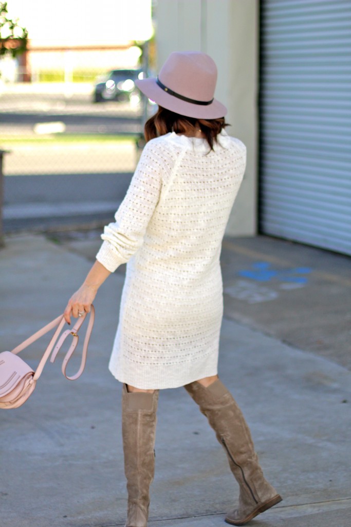 shades of cream and blush, over the knee boots, itsy bitsy indulgences 