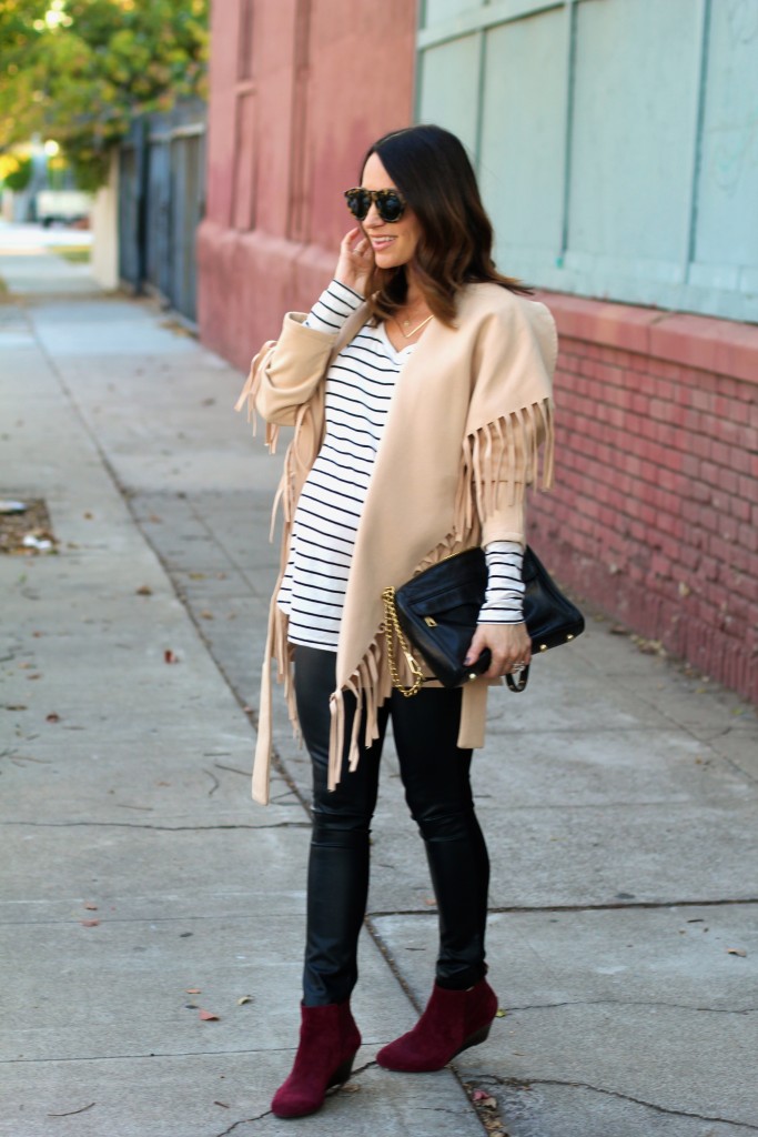 fringe coat, pregnancy style, itsy bitsy indulgences 