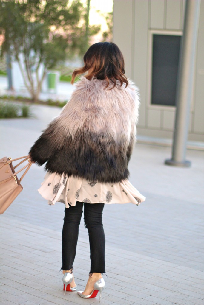 faux fur jacket, itsy bitsy indulgences 