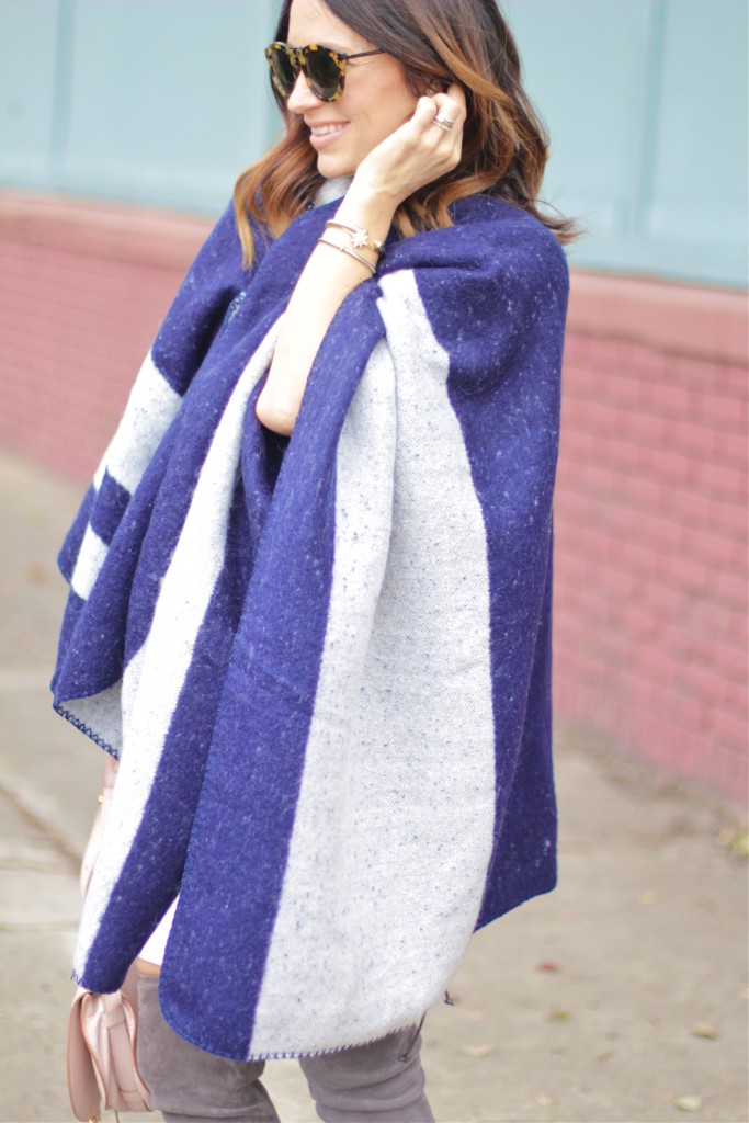 navy and grey cape, itsy bitsy indulgences 