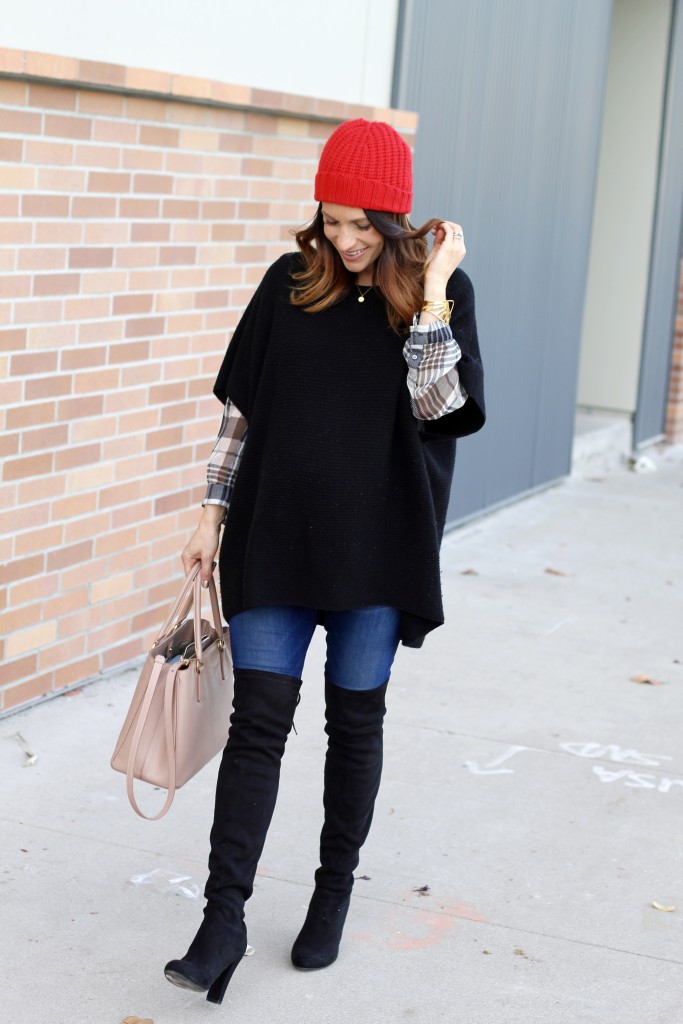 black poncho, winter casual, itsy bitsy indulgences 