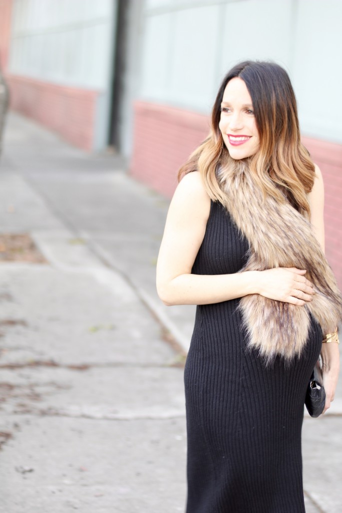 faux fur stole, baby bump style, itsy bitsy indulgences 