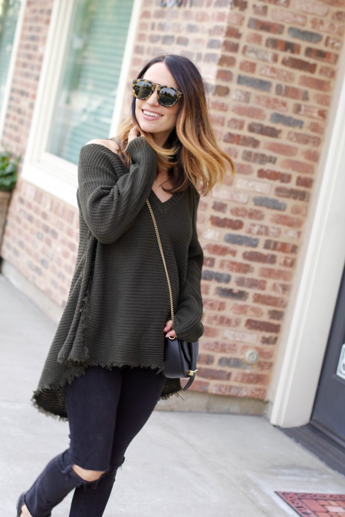 olive waffle knot sweater | itsy bitsy indulgences