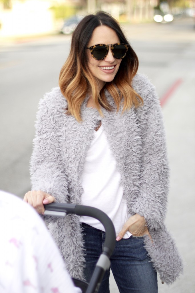 grey fur coat, its bitsy indulgences