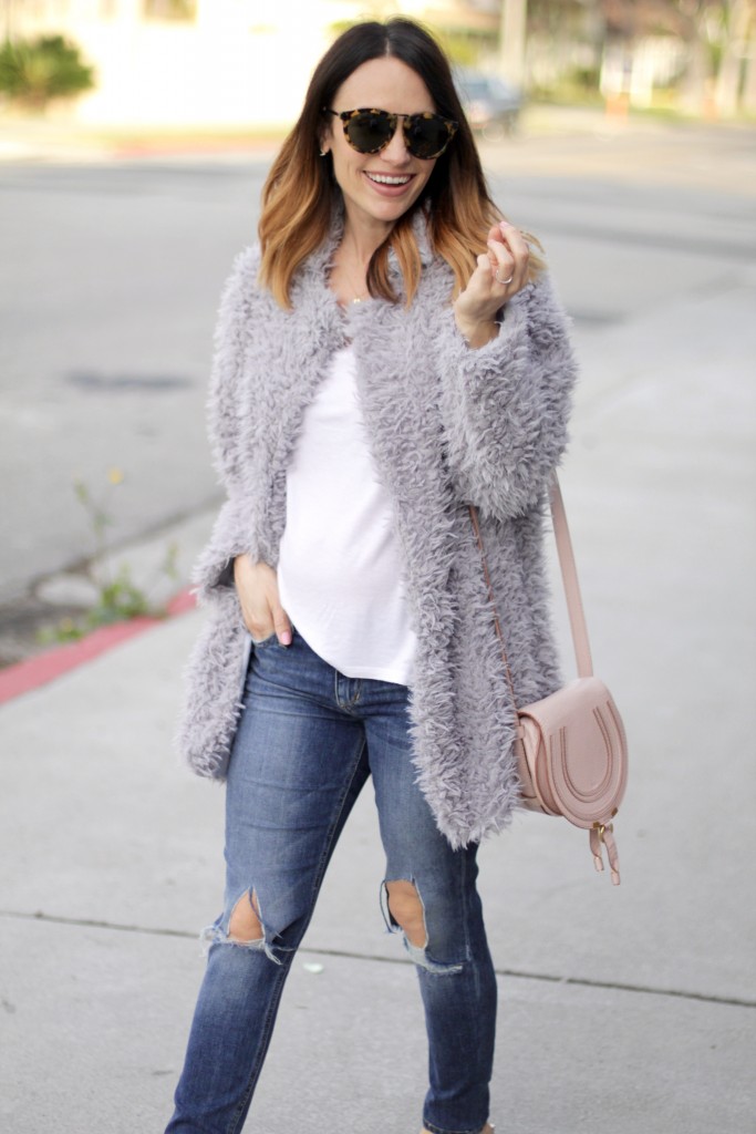 grey fur coat, its bitsy indulgences