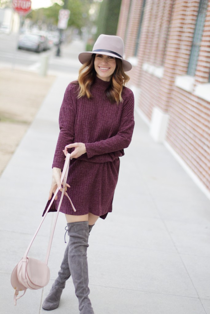 shirtdress, over the knee boots, itsy bitsy indulgences 