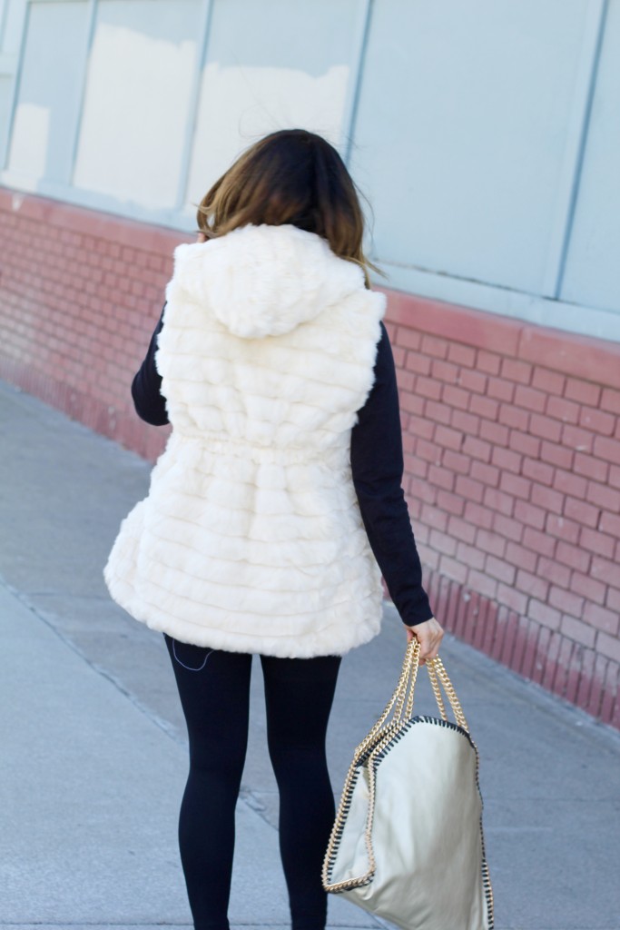 white fur vest, itsy bitsy indulgences