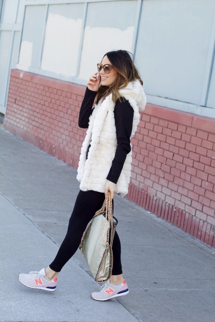 white fur vest, itsy bitsy indulgences