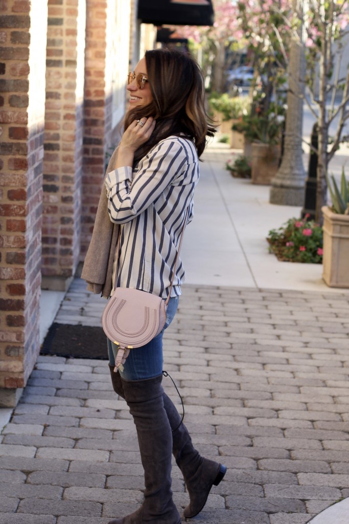 over the knee boots, striped top, itsy bitsy indulgences 