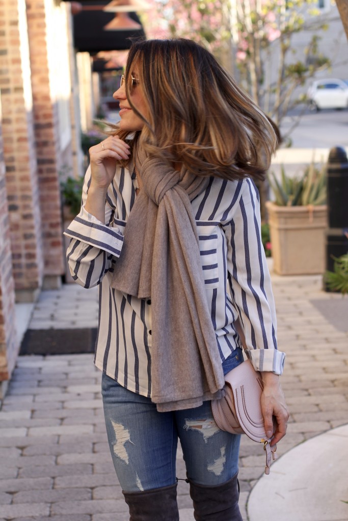 oversized scarf x strip top, itsy bitsy indulgences 