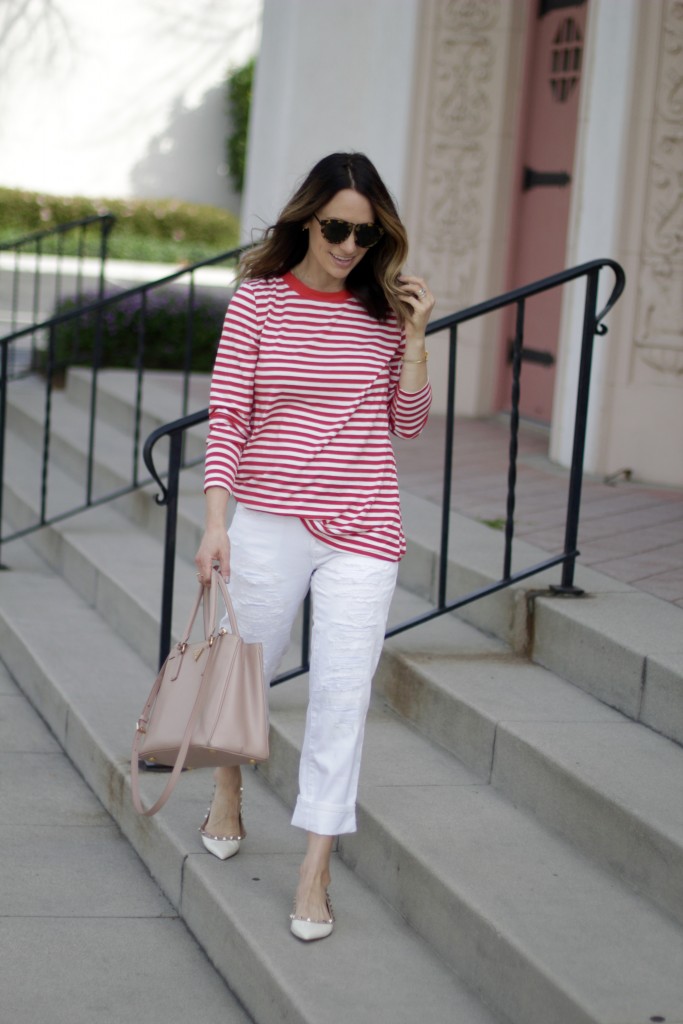 red stripes and white denim, itsy bitsy indulgences 