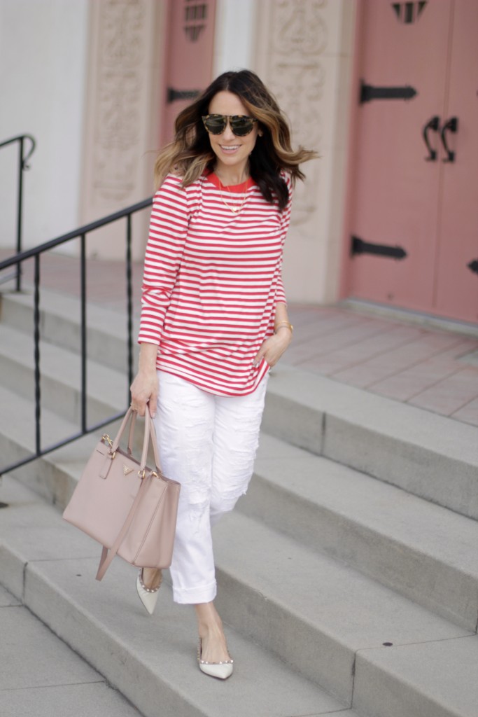 red stripes white denim, itsy bitsy indulgences 