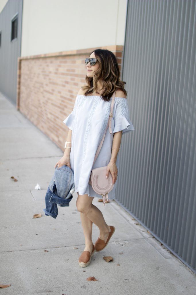 off the shoulder dress, itsy bitsy indulgences 