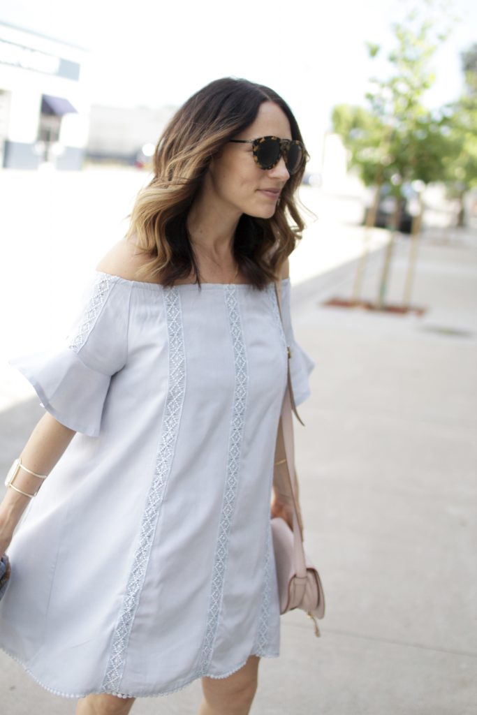 off the shoulder dress, itsy bitsy indulgences 