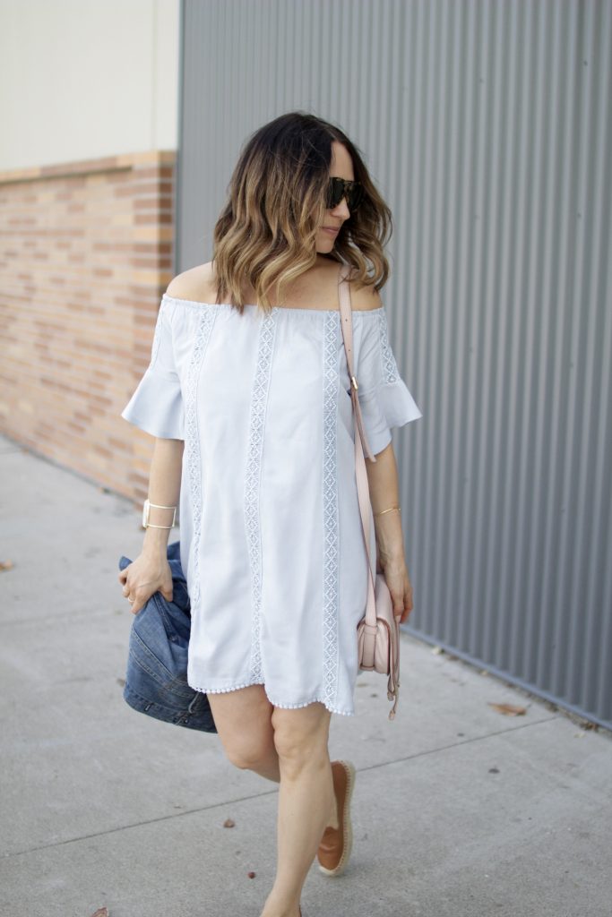 white off the shoulder dress