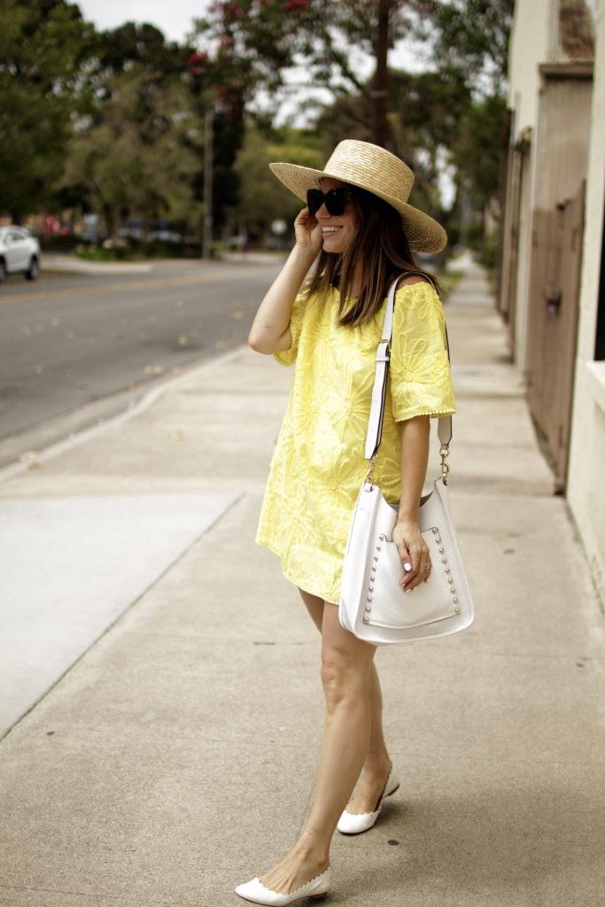 yellow off the shoulder dress, itsy bitsy indulgences 