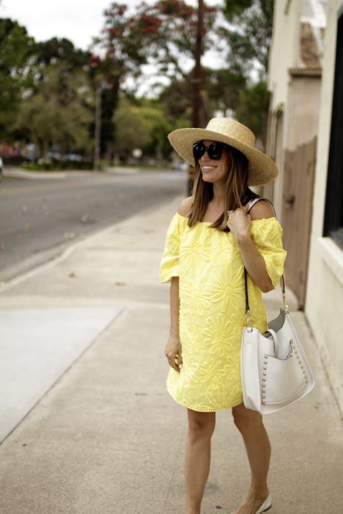 yellow off the shoulder dress, itsy bitsy indulgences 