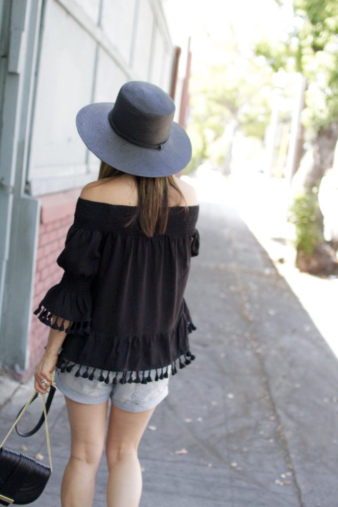 black off the shoulder top, itsy bitsy indulgences 