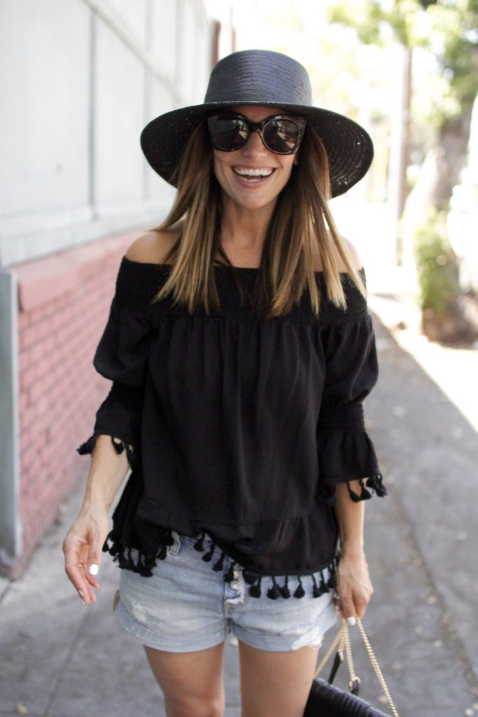 black off the shoulder top, itsy bitsy indulgences 