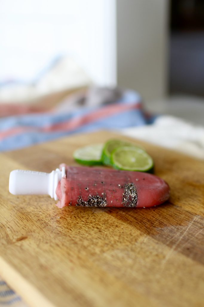 raspberry lime and chia seed popsicle, itsy bitsy indulgences 